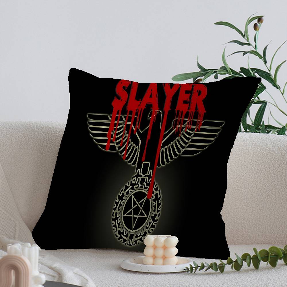 Rock S-Slayer Heavy Metal Band Pillow Covers Cartoon Sofa Decorative Home Double-sided Printing Short Plush Cute Cushion Cover