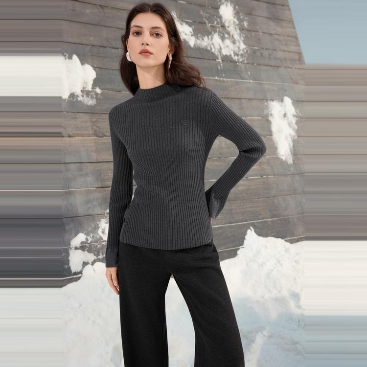 ELLE French Lazy Style Gray Split Fashion Pullover Design Casual Versatile Comfortable Long Sleeve Knit Top Sweater Women tops L8WZT653