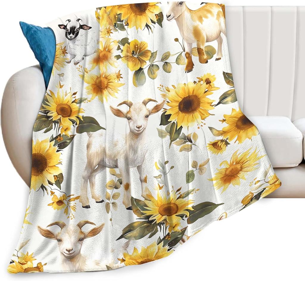 Horse Blanket Cute Horses Flowers Decor Throw Blanket Gifts for Animal Lover Warm Soft Plush Lightweight Fleece Flannel Blanket