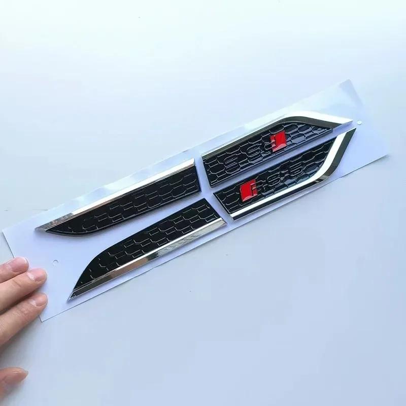 qwe2 RS5 4-Ring logo ABS Black Car Hood Front Grill Emblem Rear Trunk Badge Sticker RS5 Sticker RS5 Car Fender Side Emblem