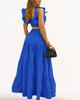 2025 Summer European & American Cross-Back Mid-Waist Solid Color Spaghetti Strap Swing Dress Set
