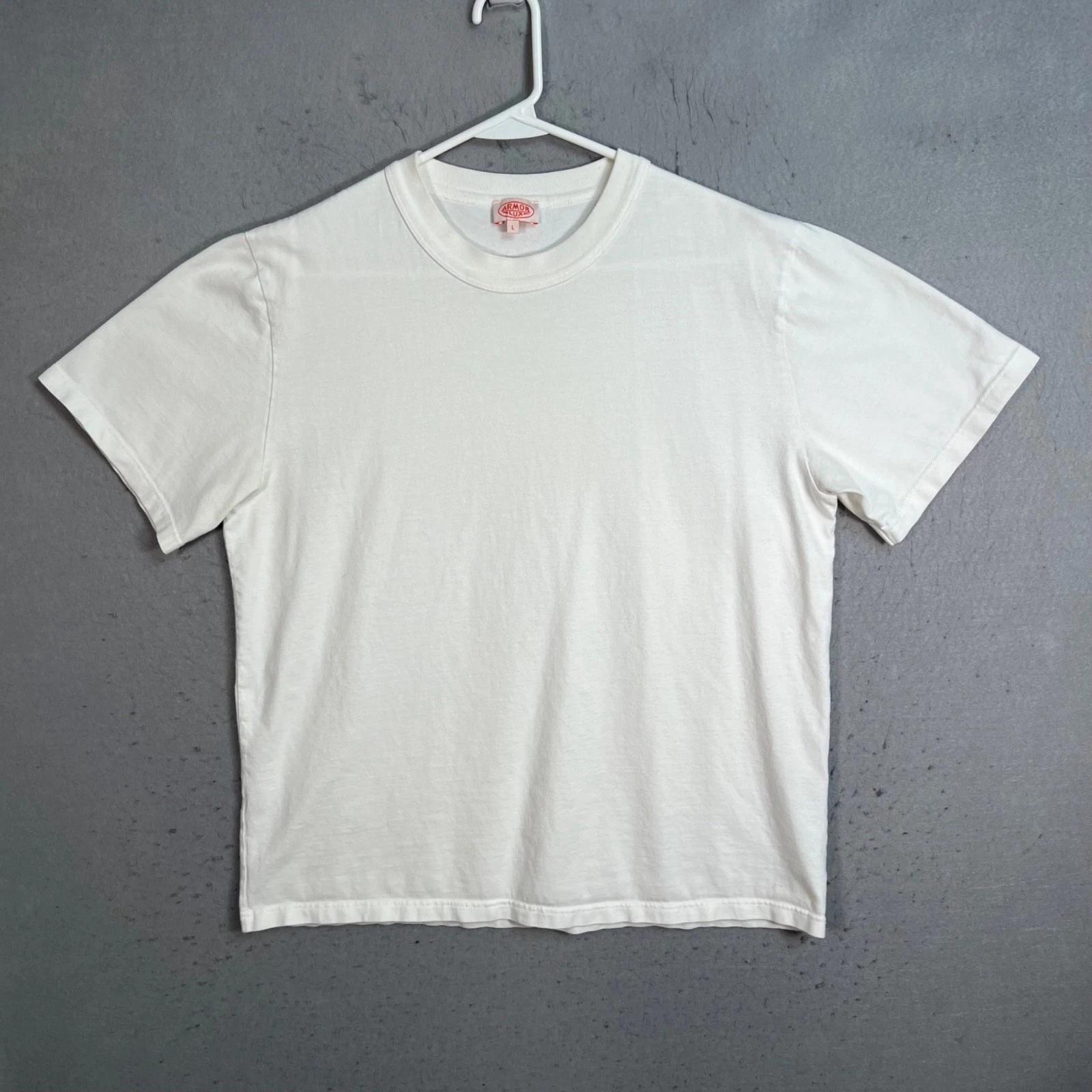 

Armor Lux White Organic Cotton Short Sleeve T-Shirt Size Large M