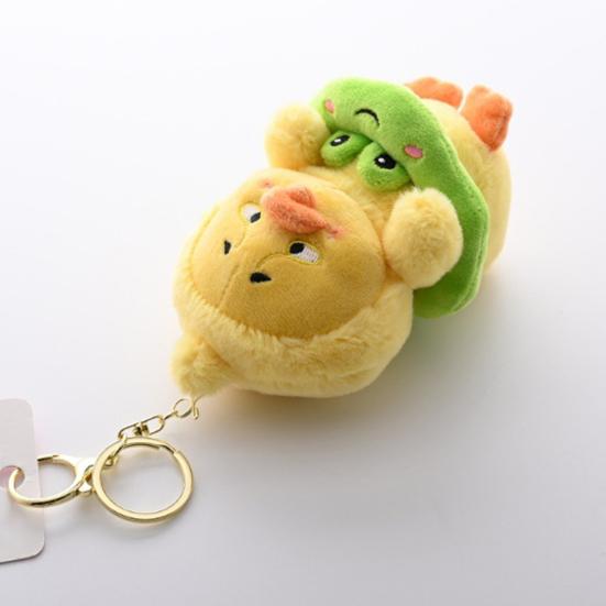 Worried Duck Plush Keychain Cute Stuffed Animal with Random Accessory Soft Bag Charm & Car Decoration Gift for Kids Adults