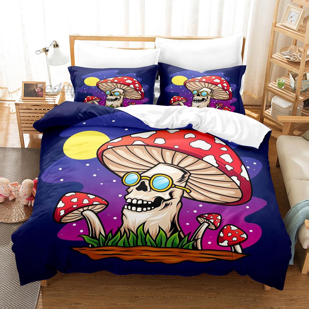 Rainbow Star Mushroom Bedding Set Single Twin Full Queen King Size Bed Set Aldult Kid Bedroom 3D Print Anime Bed Sheet Set