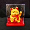 Solar-Powered Waving Maneki-neko Ornament, 2-Inch, Attracts Wealth for Office Desk or Cashier Counter Decoration