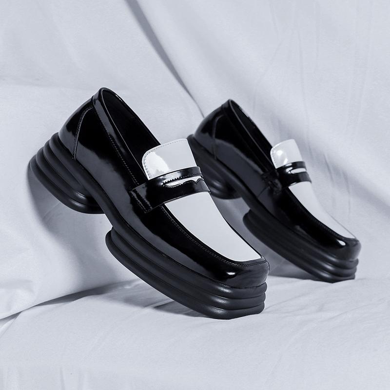 Fashion2024 Spring Men's Genuine Leather Shoes Oxford Square Toe Anti Slip Thick Sole Men's Casual Fashion Loafers Men's Formal Shoes