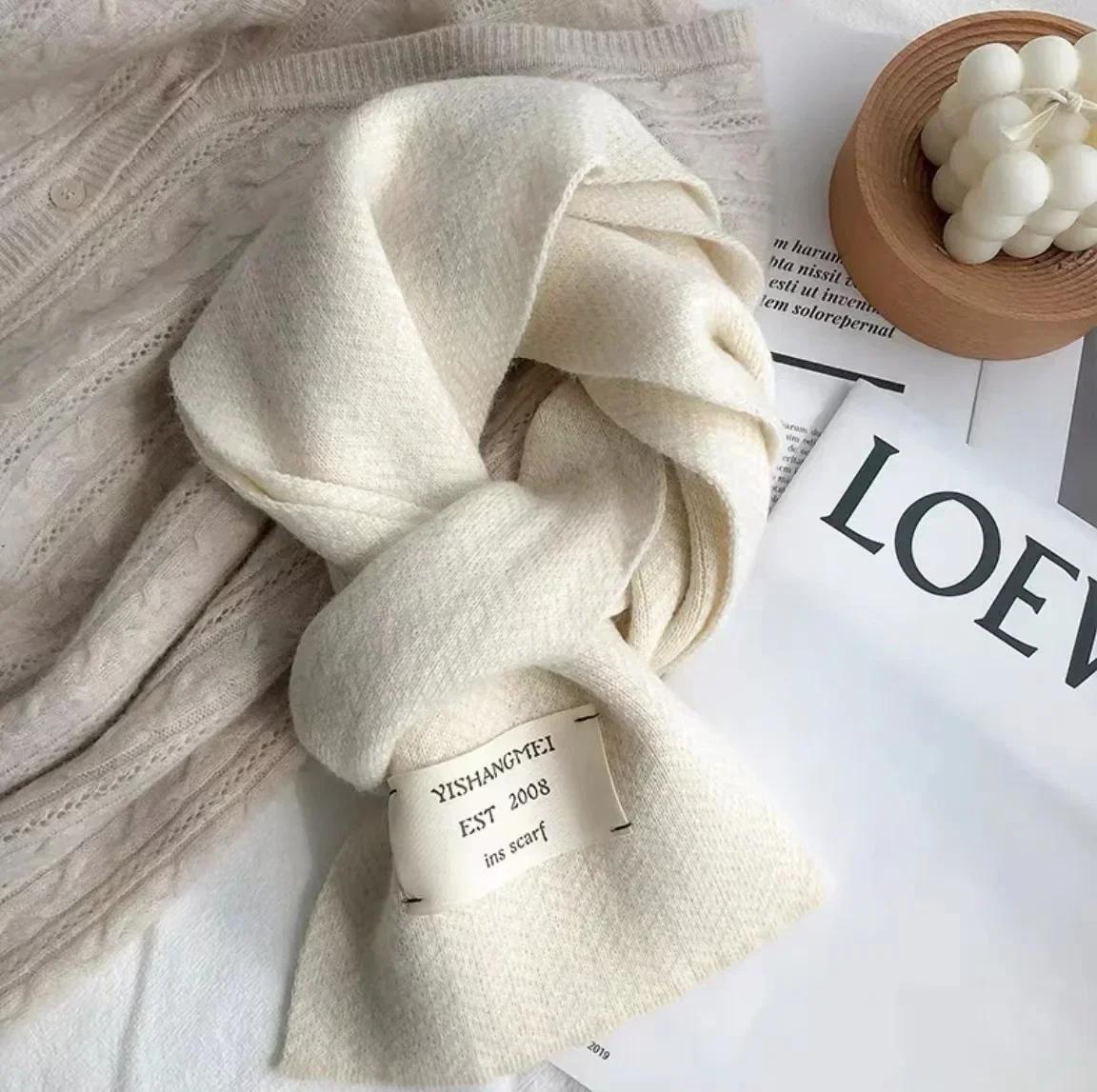 Women s Korean Fashion Winter Scarves High Quality Knitted Scarf Vintage Stripe Pattern Scarves Winter Outdoor Warm Scarves New 150cm бежевый