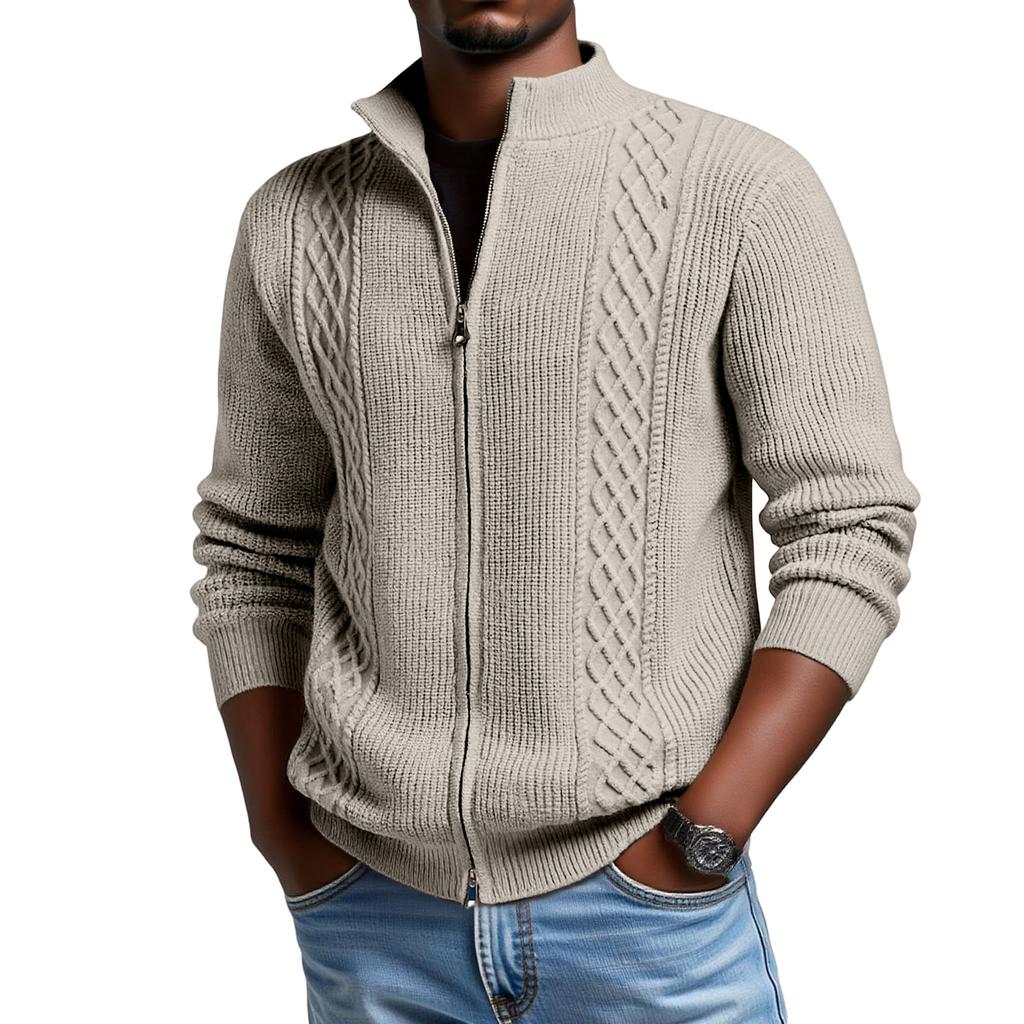 Men's  Standing   Collar  Self-Cultivation  Leisure  Cardigan  Knitting  Sweater  Coat