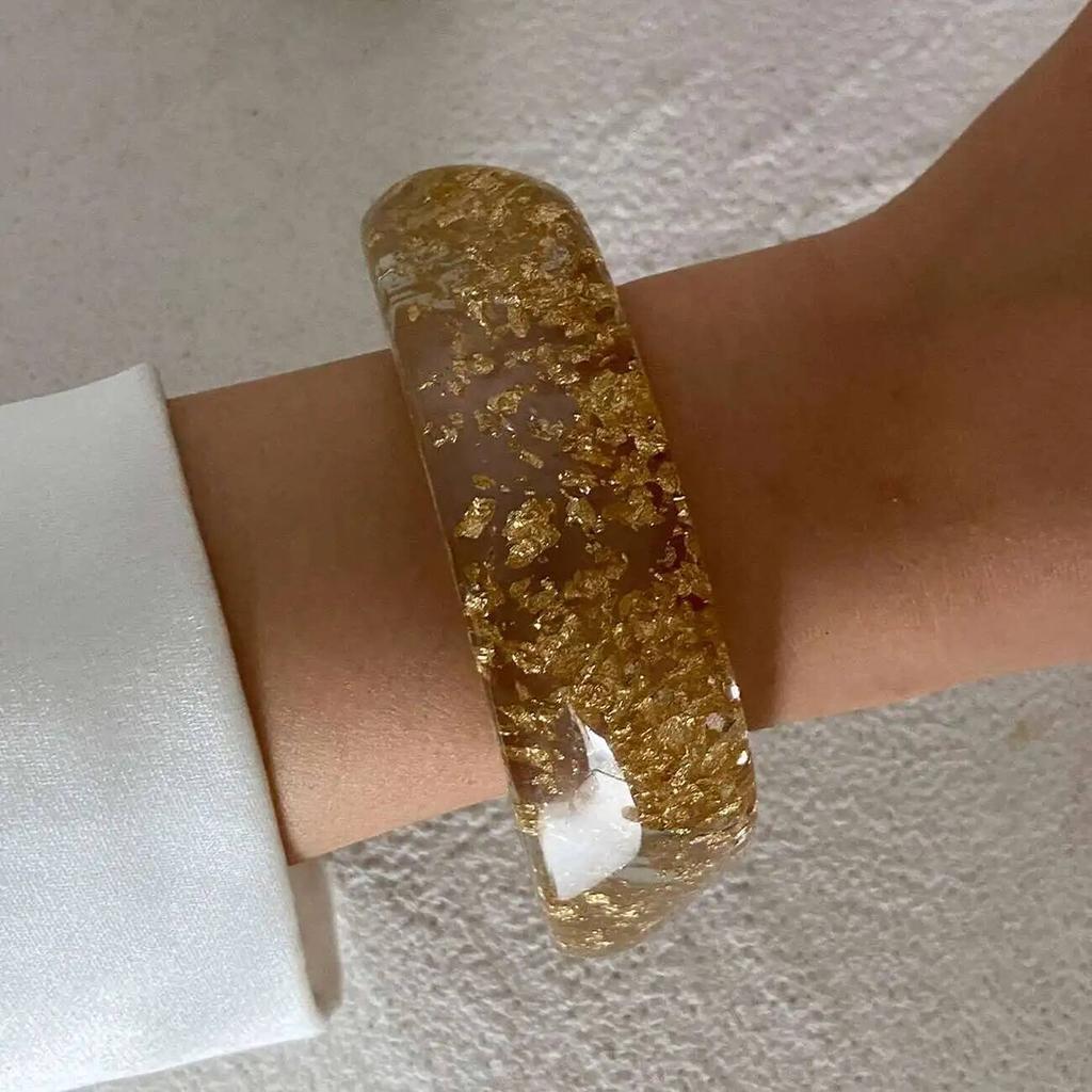 Ingemark 4 Styles Exaggerated Large Resin Acrylic Wide Bangles Women New Trend Thick Irregular Arm Bracelets Daily Y2K Jewelry
