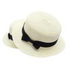 Elegant Straw Hat With Bows Detail Comfortable Women's Straw Garden Headwear For Bridal Party Church Occasion