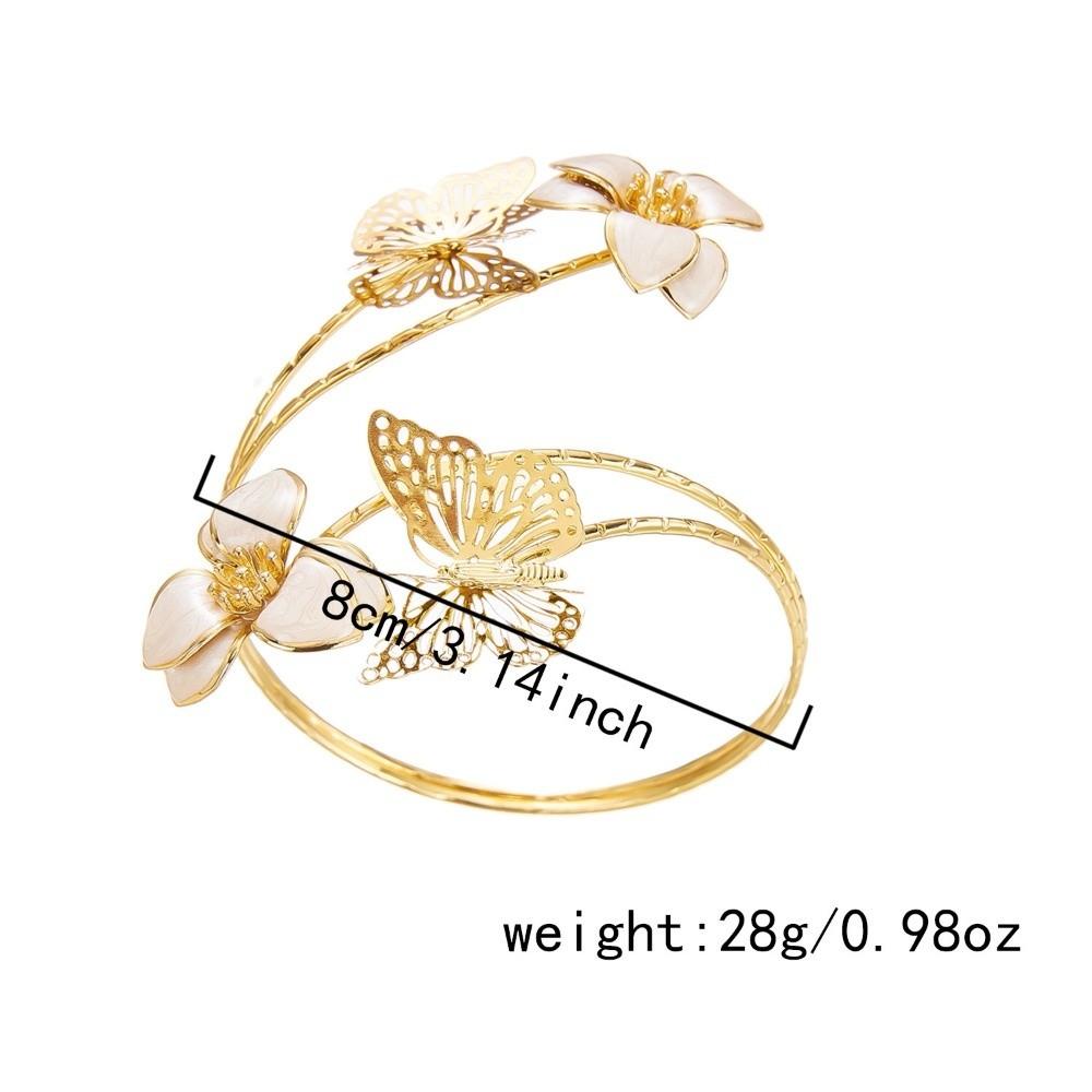 Gold Color Floral Open Cuff Armlet Metal Flower Cuff Arm Ring New Spiral Arm Bracelet  Women