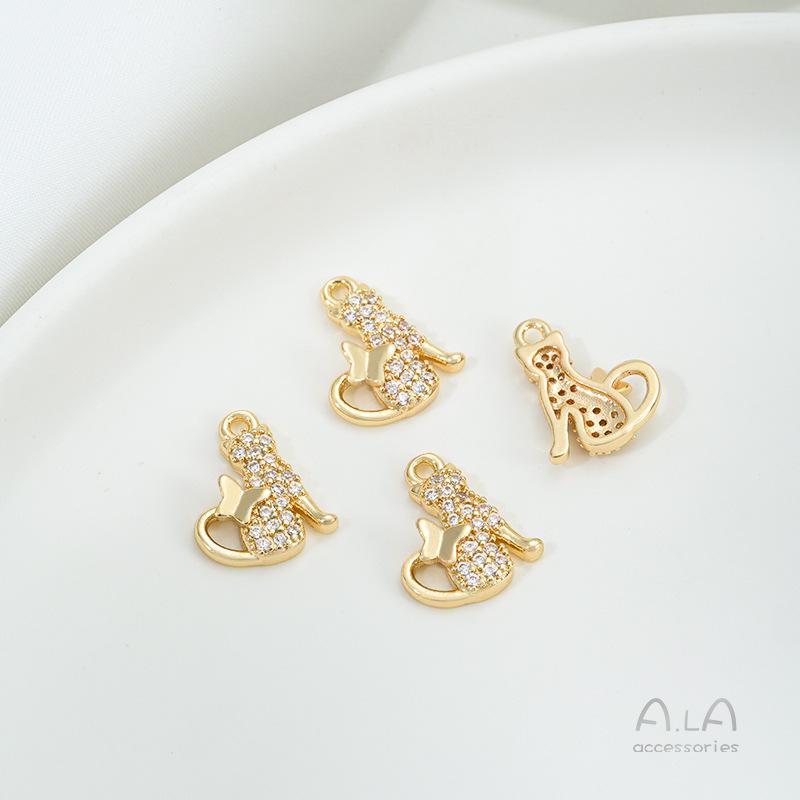 14K Gold-Filled Animal Cartoon Charm with Zirconia