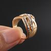 Luxury 9K Gold Plated Alloy Finger Band Rhinestone Inlaid Ring Jewelry Gift