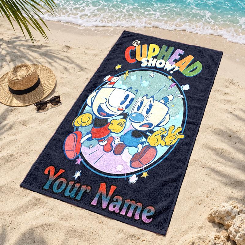 Cuphead Custom Name Beach towels also serve as bath towels summer essential a musthave for the outdoors the beach and the pool