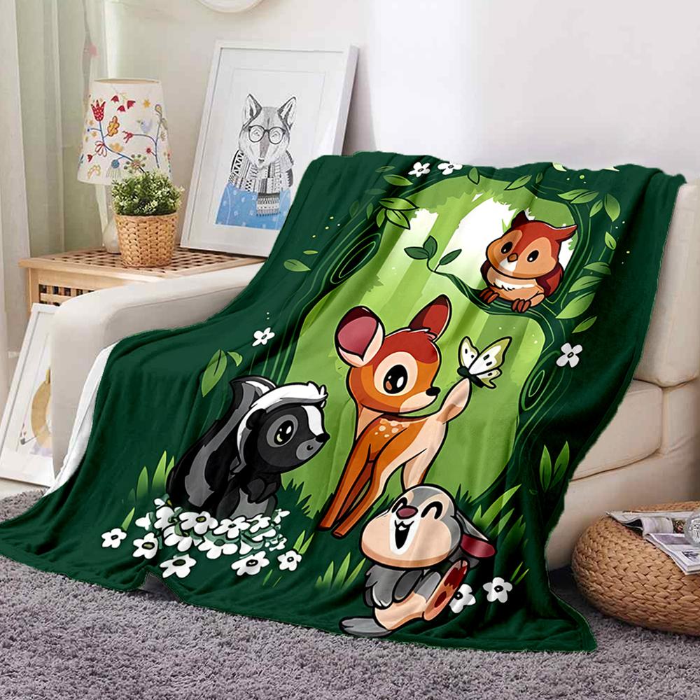 Coperta di Flanella Regina B-Bambi Stampa Cerbiatto - Coperta Morbida e Accogliente per Divano, Poltrona o Letto, Ufficio, Viaggio, Campeggio, Regali per le Feste