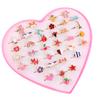 36pcs Adjustable Rings for Children Cartoon Rings Flower Animal Fashion Jewelry Girls Dress Up Rings Party Accessories