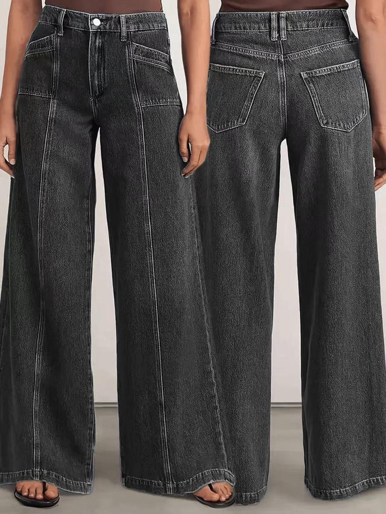 New Women's Fashionable Wide-Leg Stretchy Denim Jeans - Comfortable, Stylish, High-Quality Casual Pants