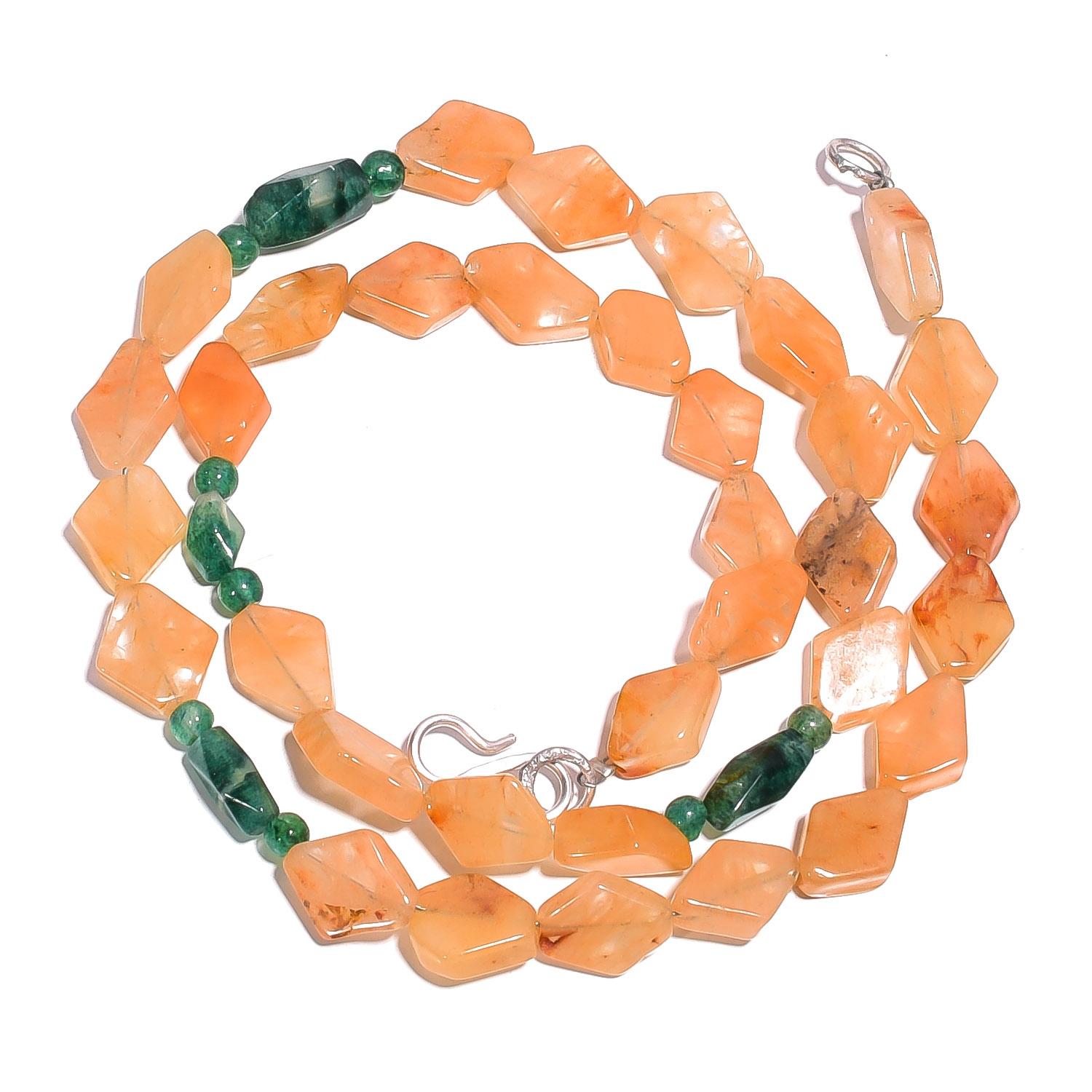 

Natural Multi Aventurine Gemstone Mix Shape Smooth Beads Necklace 17 UB-4105 UB-4105
