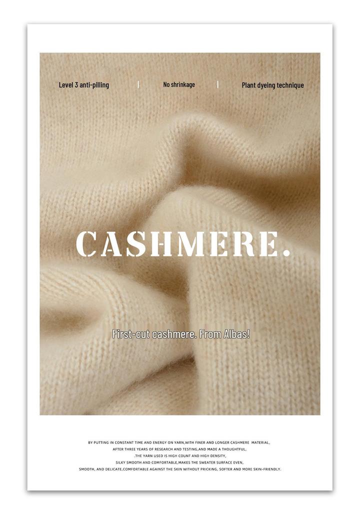 Women's Autumn-Winter Cashmere Jacquard Sweater - Half-High Neck, Loose, Slimming Knit Top