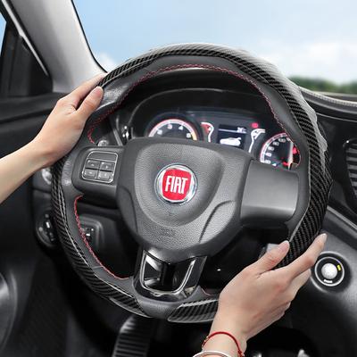 Passar för Fiat Kolfibertextur Rattöverdrag Snäpp-på Vågformad Sportdesign Skyddsfodral Topolino 600 Hybrid Grande Panda