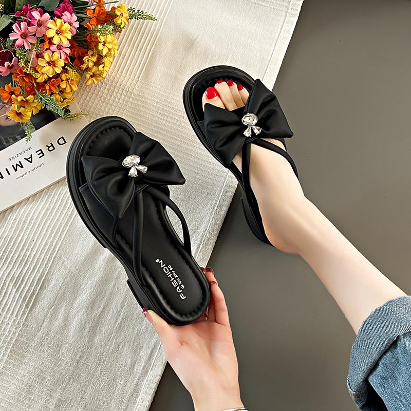 

Fashion CRLAYDK Women s Open Toe Platform Slides Sandals Strap Bow Slip On Mules Comfort Dressy Outdoor Slippers Summer Causal Shoes 35