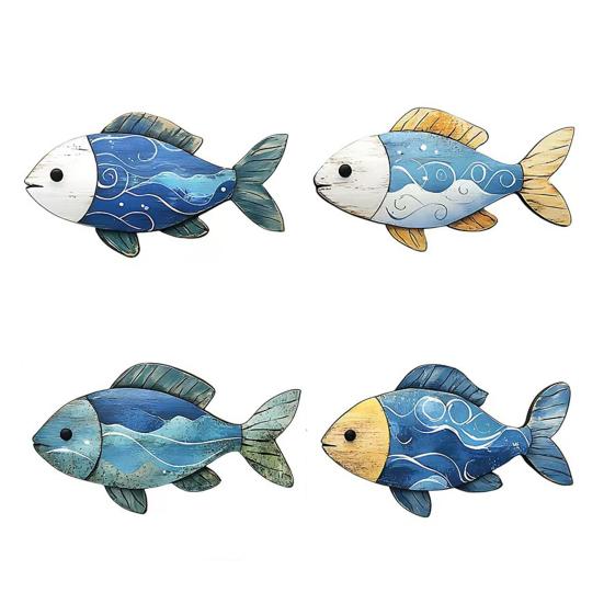 

1 Set Coastal Wall Decoration Wooden Sea Turtle Shell Starfish Wall Decor Rustic Fish Ocean Life Wall Art for Home Living Room Beach House B