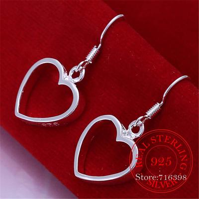 Orecchini pendenti vintage a forma di cuore stereoscopico coreano in argento sterling 925 per donne, regalo di fidanzamento e matrimonio