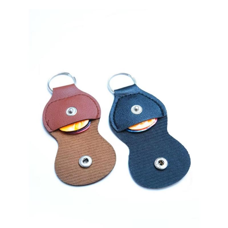 Multicolor PU Leather Guitar Pick Holder Protective Case with Leather Keychain: Keychain Pouch and Pick Storage Bag