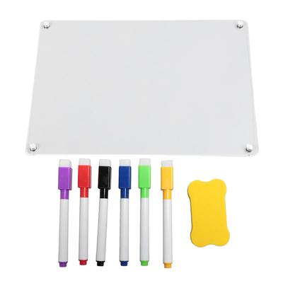Magnetic Acrylic Dry Erase Board Transparent Fridge Note Board Refrigerator Memo Board with 6 Marker