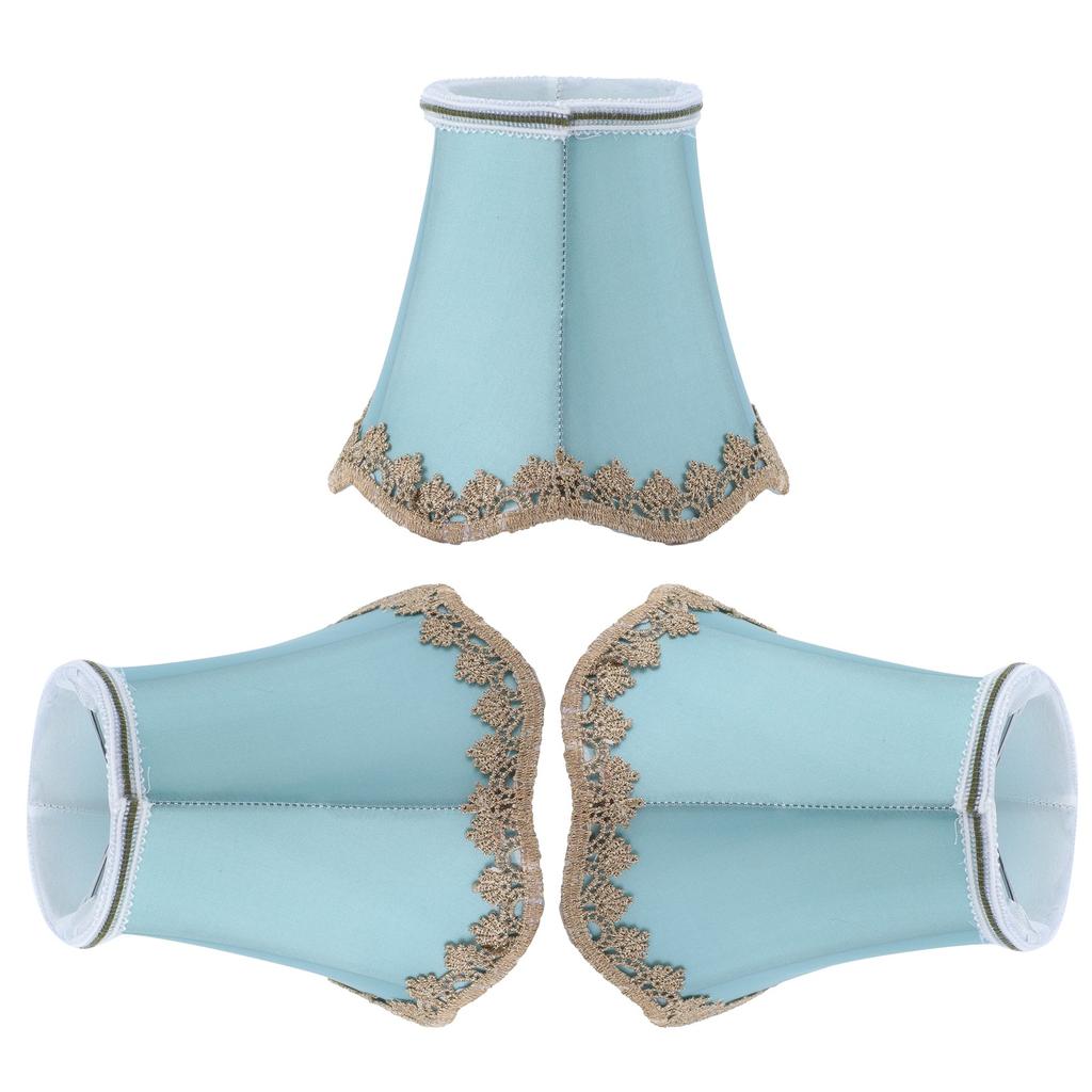 3Pcs Fabric Lampshade ClipType Modern European Style E14 Lamp Cover for Home Hotel KTV Green