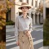 Women's Striped Lapel Long Sleeve Shirt