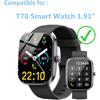 Screen Protector Compatible for Uaue Smart Watch 1.91" (6 Pack) Clear TPU Soft Film, Compatible for Soudorv Kuizil T70 Fitness Watch Screen Film