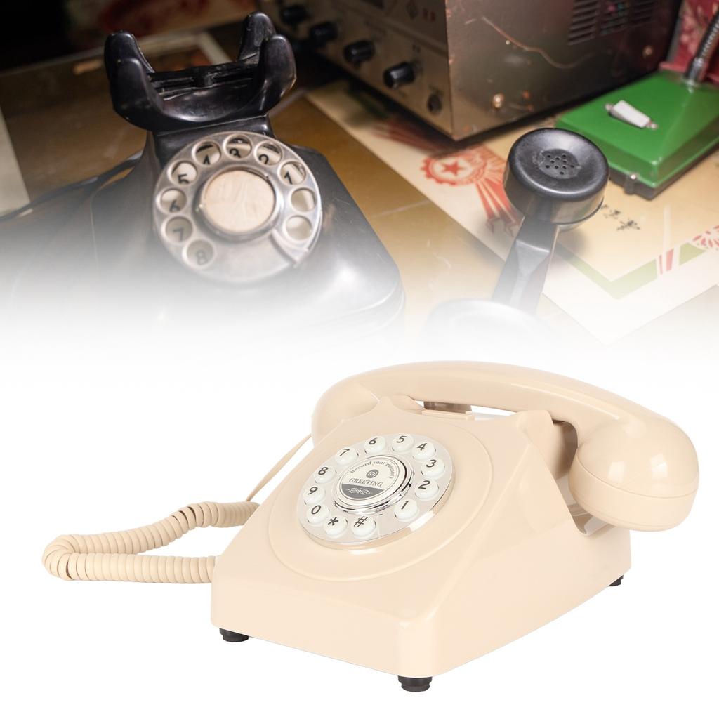 Vintage Telephone Push Button Dialing Sound Message Record Retro Landline for Wedding Party Home