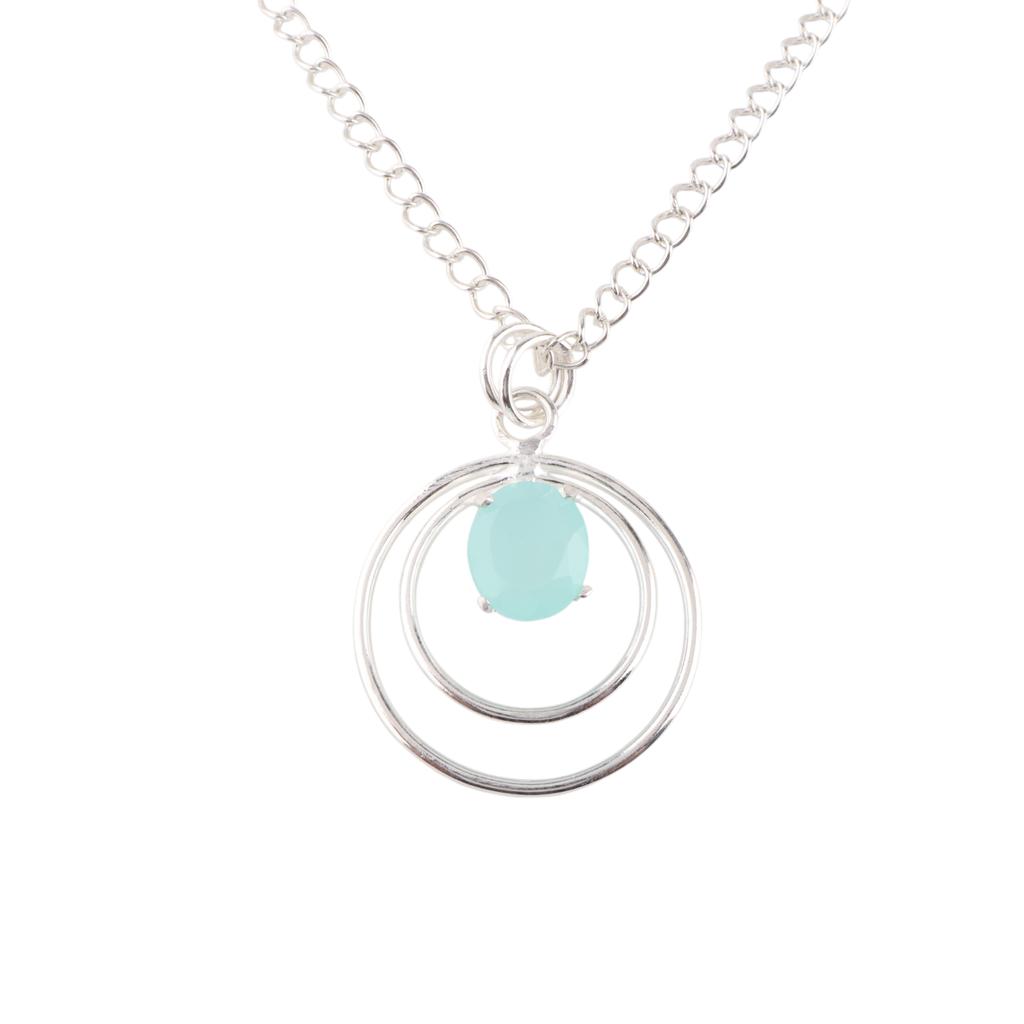 Pierre précieuse Calcédoine Aqua Bijoux en Argent Sterling 925 Pendentif Fait Main Pour Cadeau PP-61-21