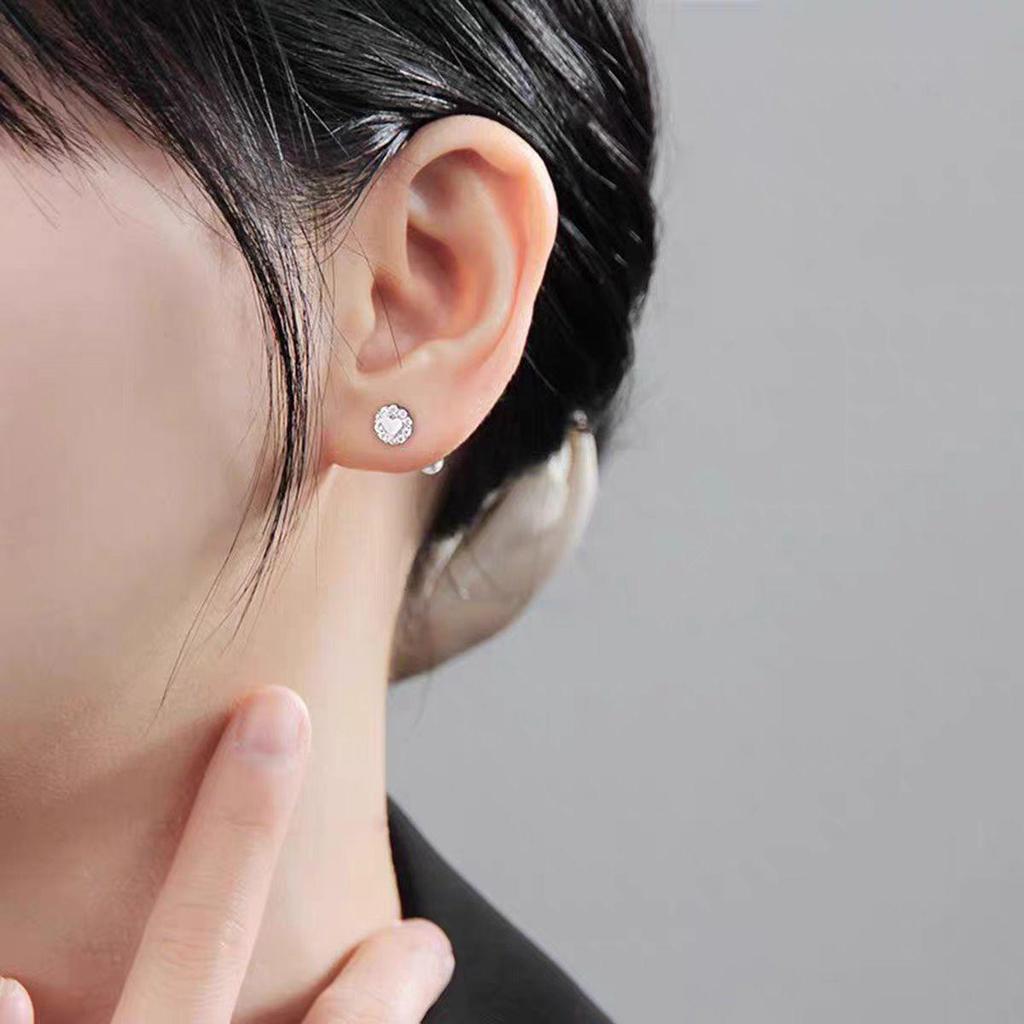 Heart Ribbed Stud Earrings for Women - Fashionable and Versatile Ear Cartilage Accessories