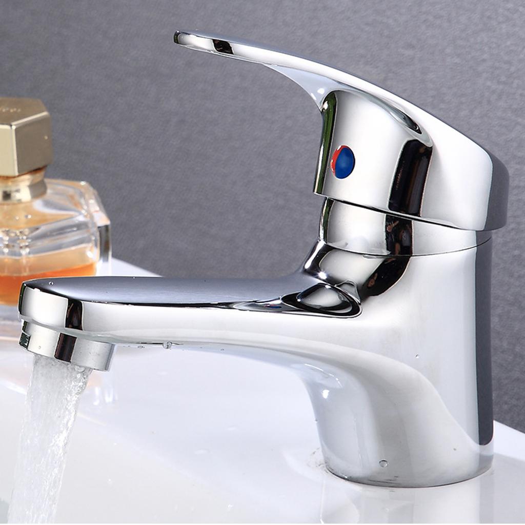 Bathroom Sink Faucet Single Handle Brass Kitchen Basin Faucet Ceramic Valve Hot & Cold Water Mixed