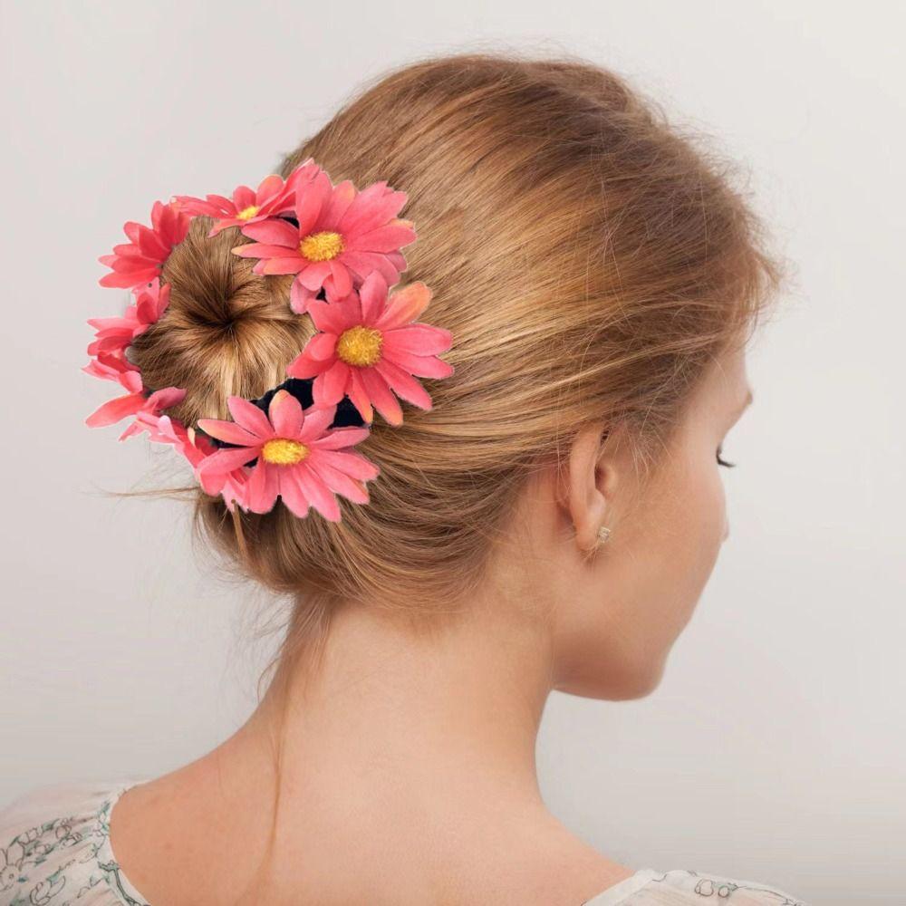 Simulace Látková Květinová Čelenka Elastické Gumičky do Vlasů Sponky Módní Čelenky Ženy Dívky