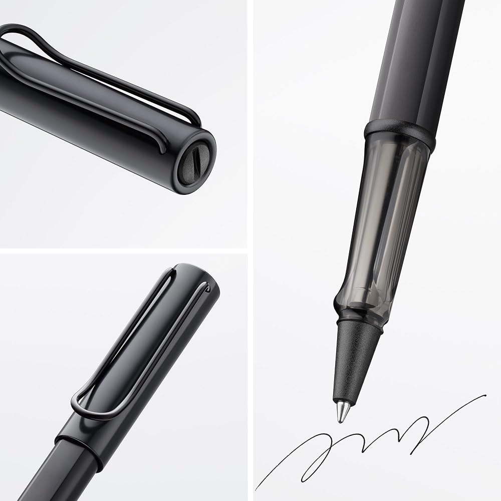 LAMY AL-Star Black Rollerball Pen - Clear Ergonomic Grip Pen Line Width M - Lightweight Aluminum ...