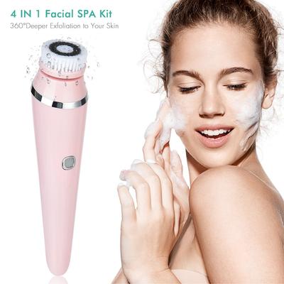 4 In 1 Facial Cleansing Brush Sonic Waterproof Rechargeable Face Cleaning Tool Pore Cleaner Facial Skin Machine with Base
