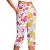 Women's Vintage Floral Print Button Pocket Trousers Slit High Waist Sports Yoga Casual Pants