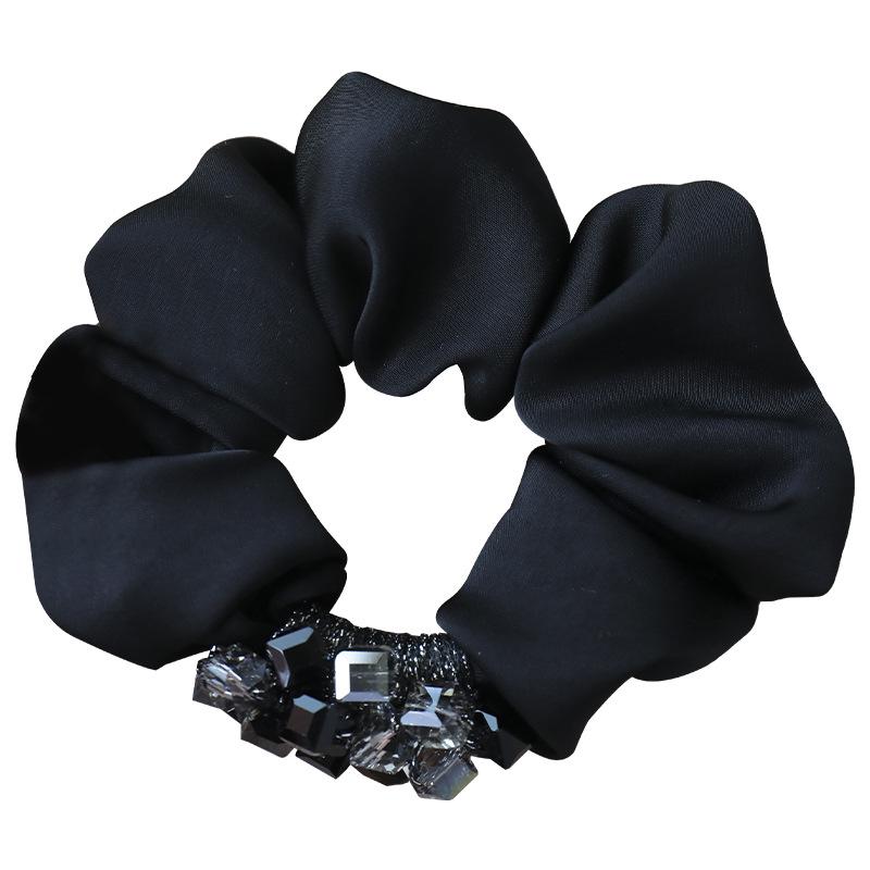Elegant Satin Rhinestone Scrunchie for Women - Luxurious Hair Tie for Ponytails and Buns