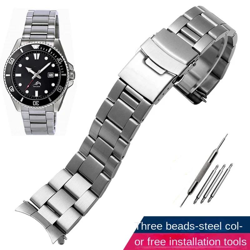 22mm Gold-Schwarz Edelstahl Uhrenarmband für Casio MDV-106 MDV-107 2784 Armband Gebogenes Metall-Armband Faltverschluss Armband