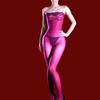 Fashion Women Lace Strapless Bodysuit 5D Oil Glossy Shiny Jumpsuit Yoga Shaping Tights Patchwork Open Crotch Maid Leotard