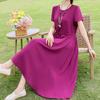 Elegant Women's Summer Dress Plus Size Short Sleeve Casual Long Dresses Vintage Clothes