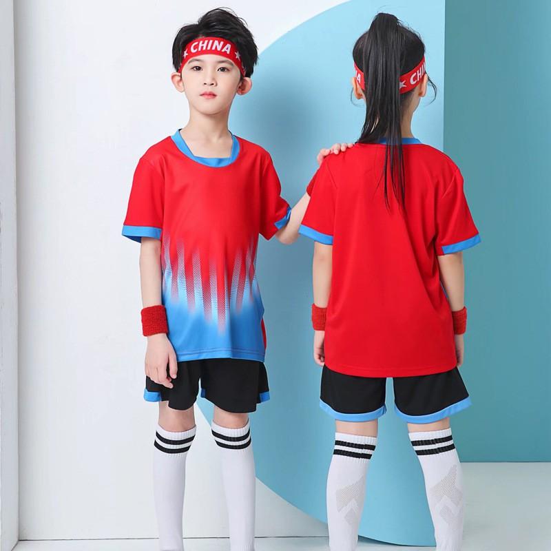 Kids Soccer Jersey Set Short Sleeve Team Uniform Boys Girls Kindergarten School Sports Performance