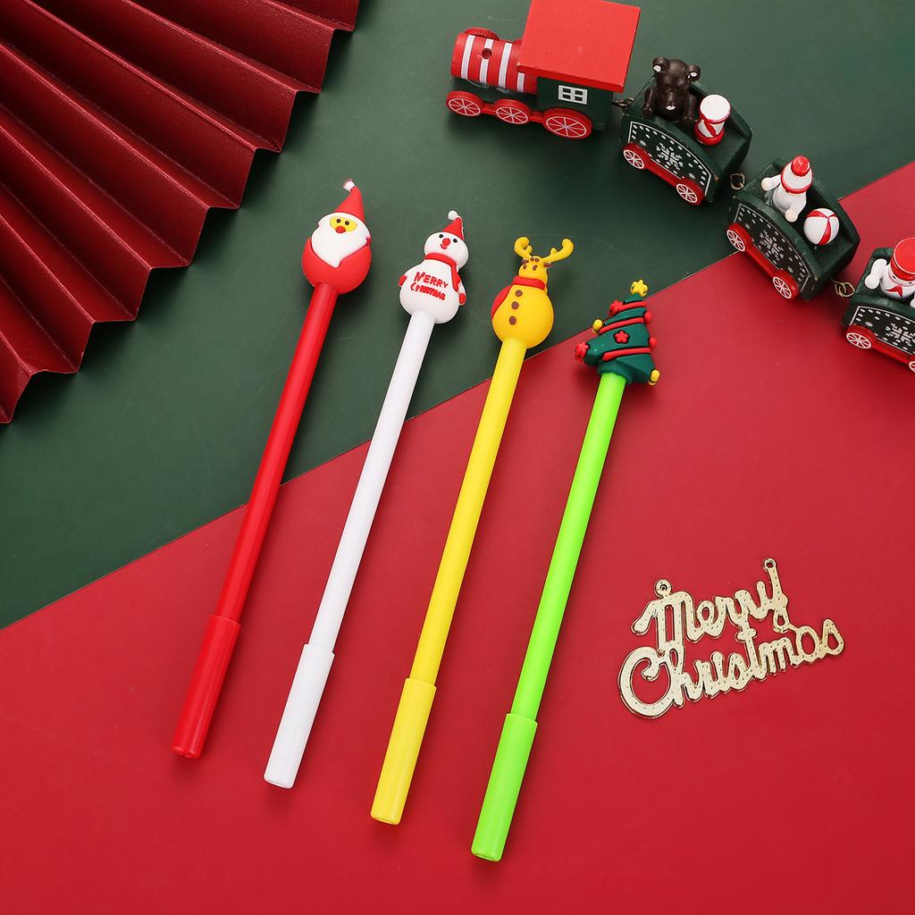 8/ 20PCS Cartoon Santa Claus Xmas Tree Deer Pen Merry Christmas Gifts 0.5mm Black Stationery Writing Tool Graduation Season Back To School