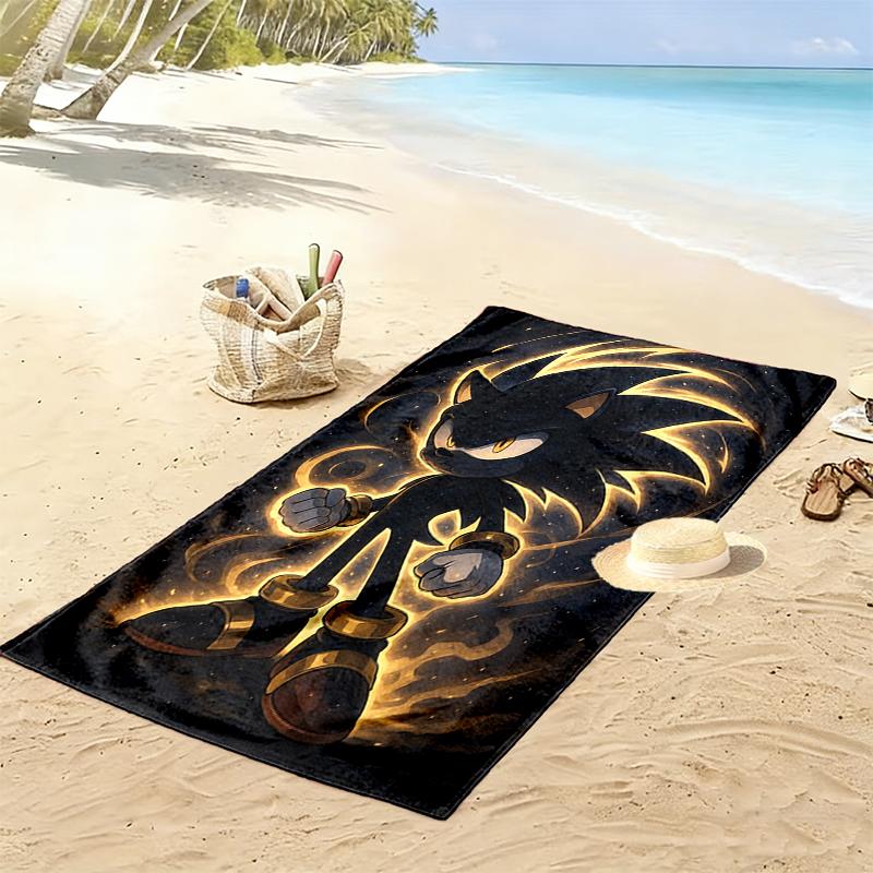 1pc SONIC Beach Towel, Soft Beach Towel Suitable for Beach Swimming, Outdoor Camping and Traveling