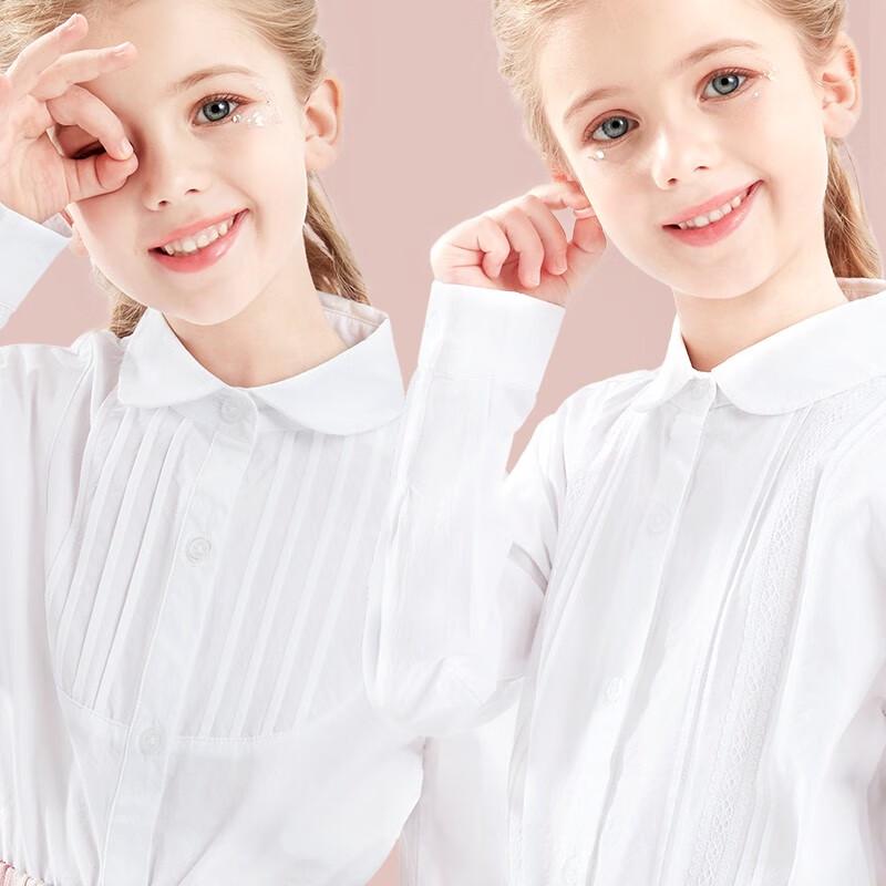Girls' Pure Cotton Long Sleeve White School Shirt