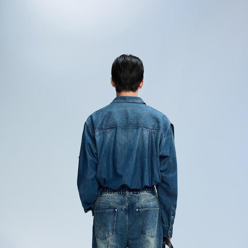 Croquis Men's Loose Fit Denim Long Sleeve Shirt