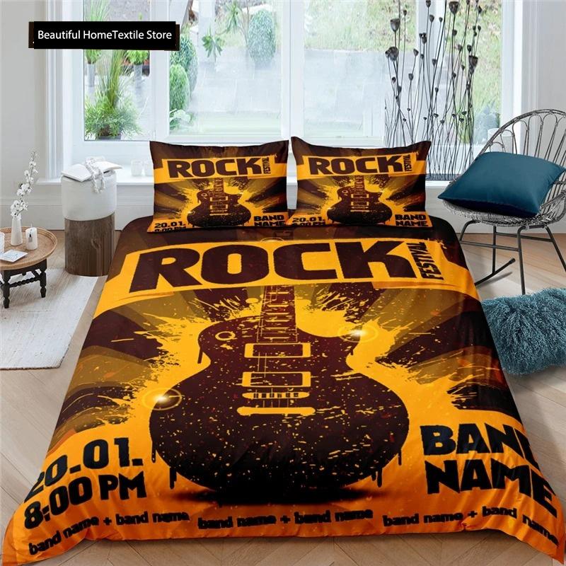 3d Music Notes Guitar Duvet Cover Set For Teens Adults Bedroom Decor Music Bedding Sets Fashion Hip Hop Comforter Cover